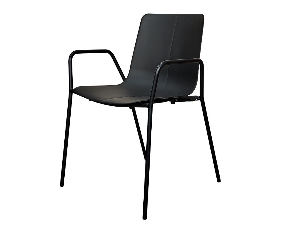 SILLA AITANA CARCASA POLIPROPILENO BASE COLOR NEGRO CUATRO PATAS CON BRAZOS
